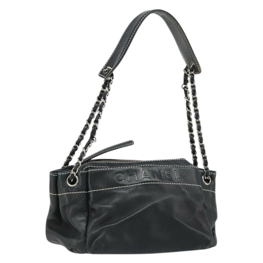 【日本直送】香奈兒鏈條單背包,羊皮材質,黑色,銀色雙C標誌,正品編號 yk20519V-0