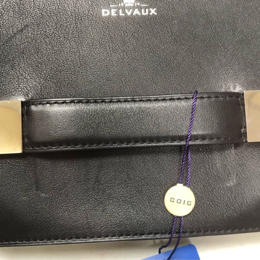 Delvaux德爾沃 Madame 黑色方形插扣單肩斜挎包 附件：鏡子  18x15x5。-9