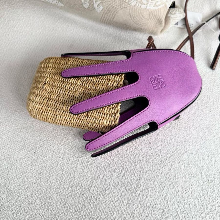 【威選精品】💜 Loewe 紫色草編章魚斜背包-14