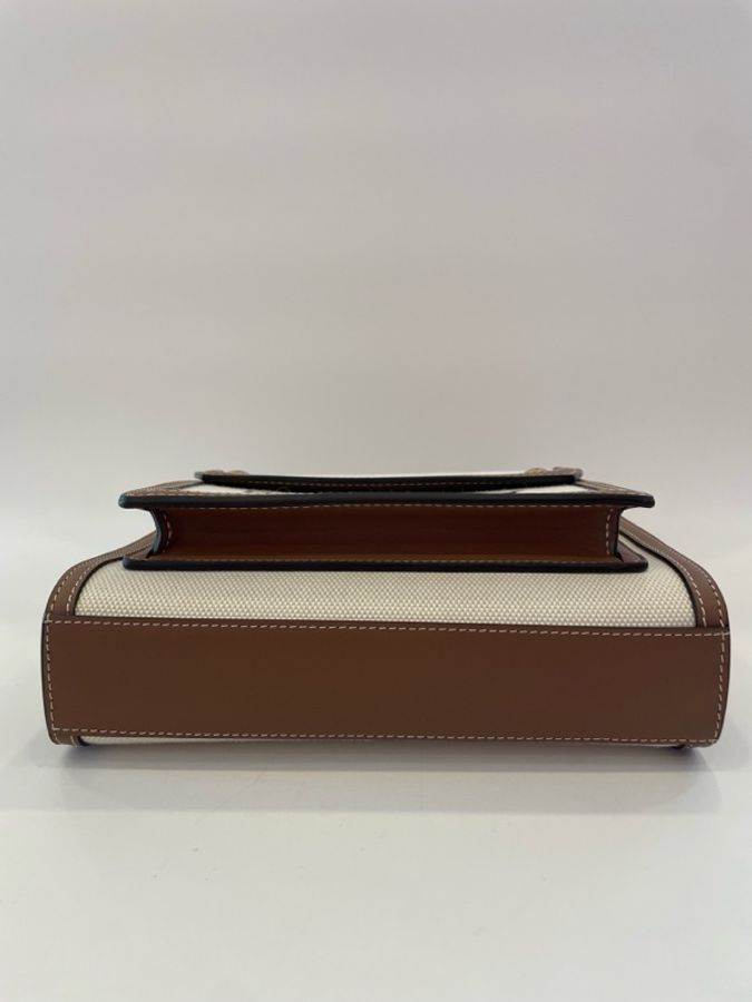 Burberry/巴宝莉 帆布邮差包pocket 焦糖色配黑字logo-4