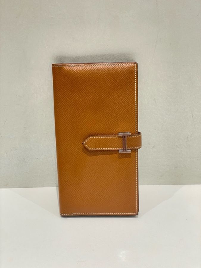 Hermes愛馬仕金棕銀色錢包 epsom皮-0