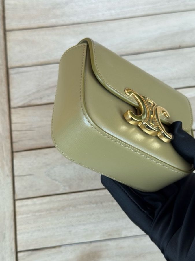 99新Celine/賽琳凱旋門綠色金扣腰包 配件:盒子 塵袋 肩帶-8
