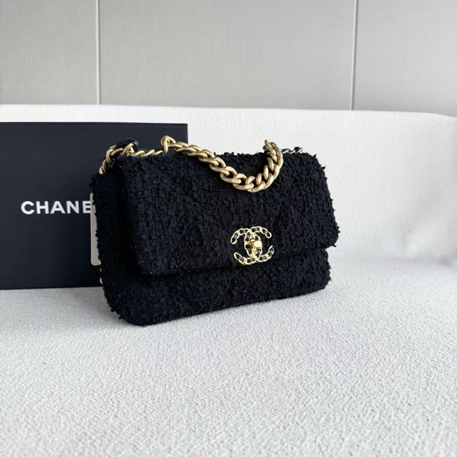 【威選精品】🖤 CHANEL 黑金粗花呢 19 Bag 小號 🖤-10