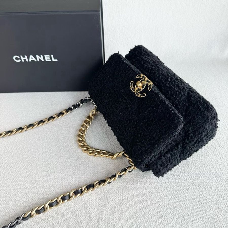 【威選精品】🖤 CHANEL 黑金粗花呢 19 Bag 小號 🖤-12
