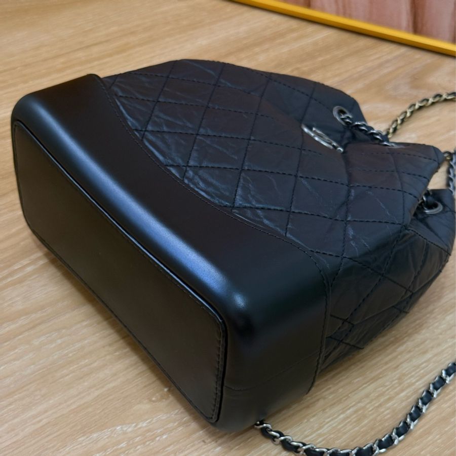 （澳洲購證🈵全配)Chanel 黑色銀扣流浪後背包 小號 ✨最新晶片款-3