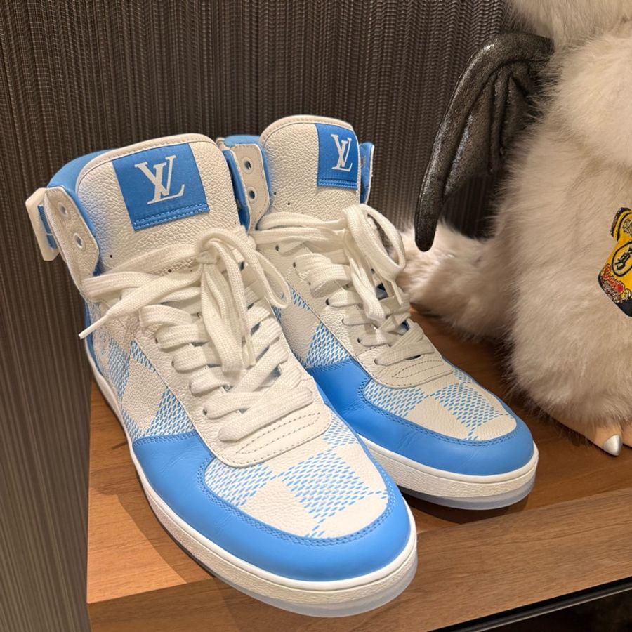 Louis Vuitton 99新閒置 Rivoli棋盤格運動高幫鞋 7號-0