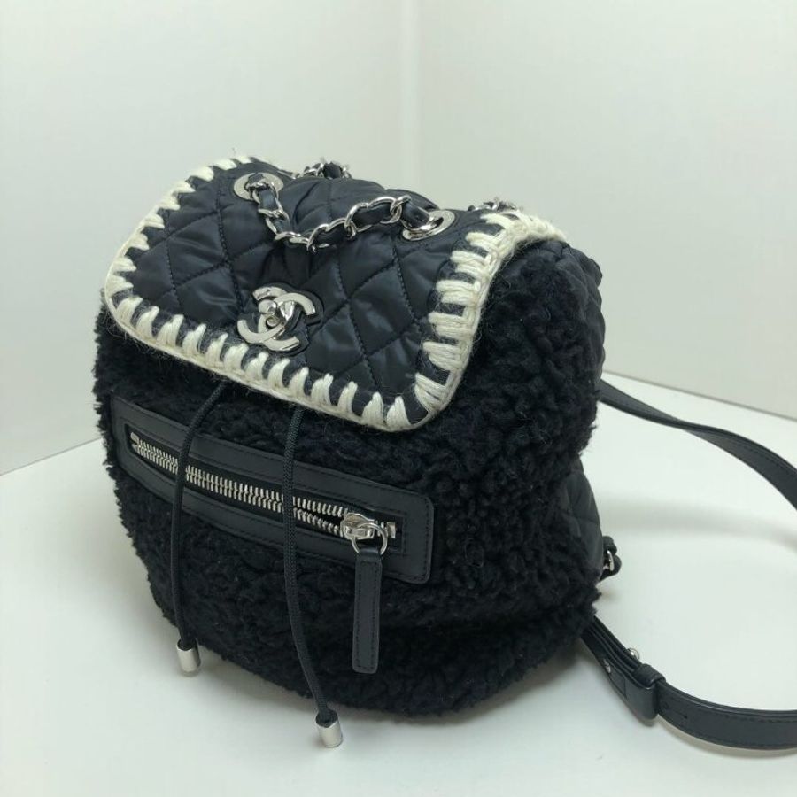 chanel毛呢後背包23*19*13  98新配件塵袋保卡-4