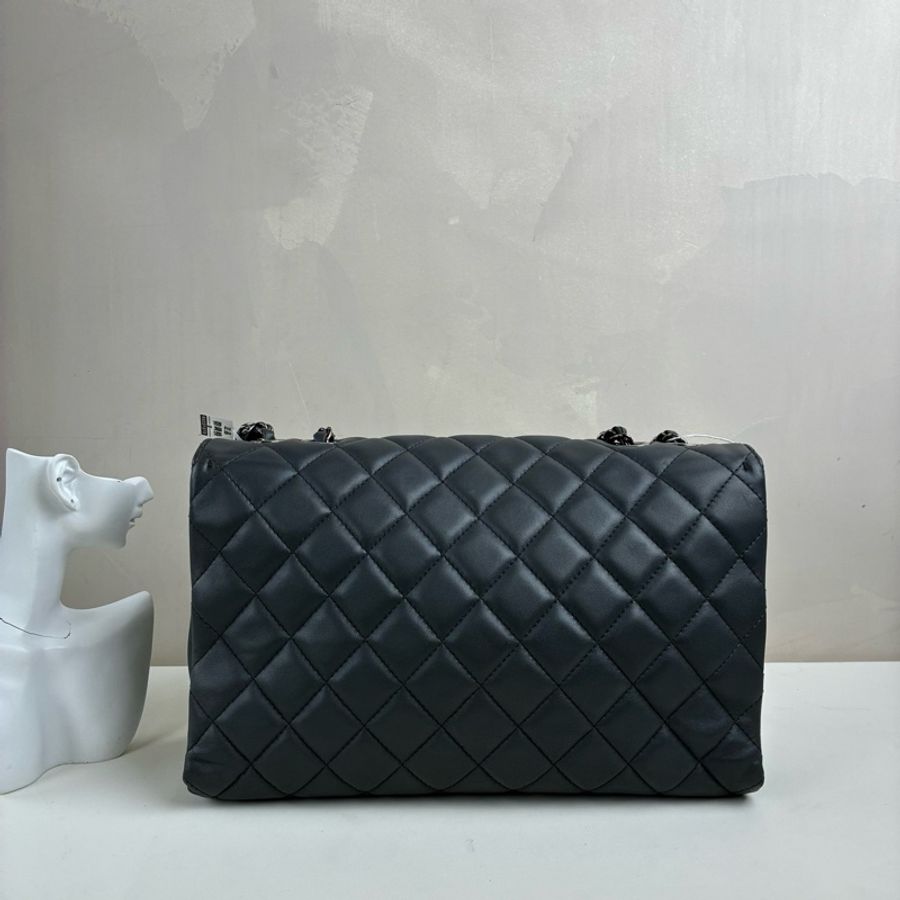 Chanel/香奈兒 cf jumbo 灰色銀扣鏈條包 單肩包 99新 尺寸30*18-4