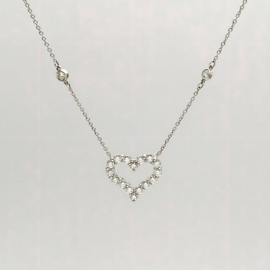 TIFFANY&CO 鑽石愛心滿鑽鑲鑽鏈條項鏈-1