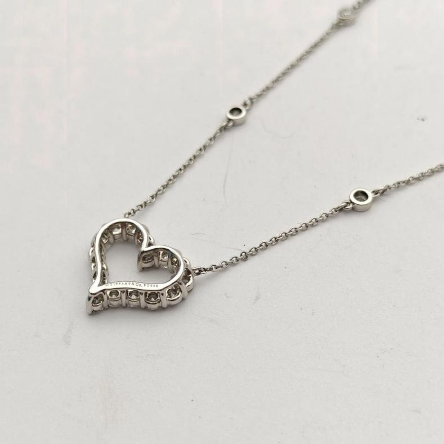 TIFFANY&CO 鑽石愛心滿鑽鑲鑽鏈條項鏈-3
