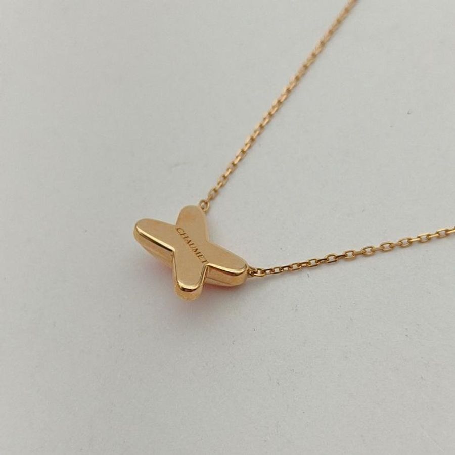 CHAUMET JuxeDeLiens歡緣小叉項鏈琺瑯18K玫瑰金-3