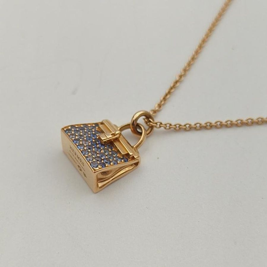 HERMES AmulettesKelly項鏈滿鑽18K玫瑰金-2