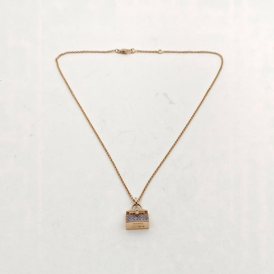 HERMES AmulettesKelly項鏈滿鑽18K玫瑰金-5