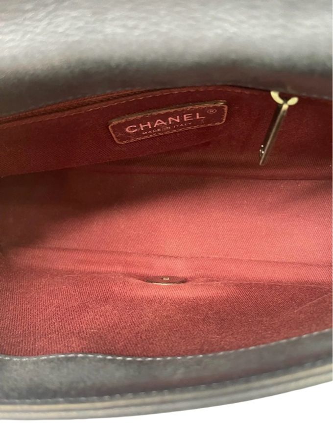Chanel 深藍色菱格紋做舊雙C扣鏈條包-5