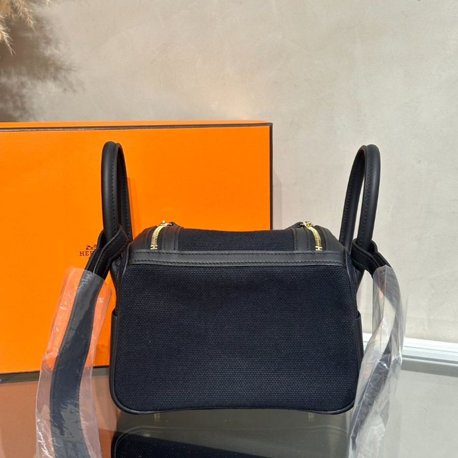 HERMES Mini Lindy ll - Noir 89 帆布黑金 G-3