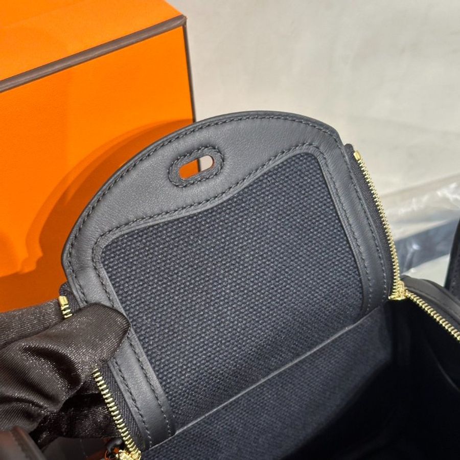 HERMES Mini Lindy ll - Noir 89 帆布黑金 G-7