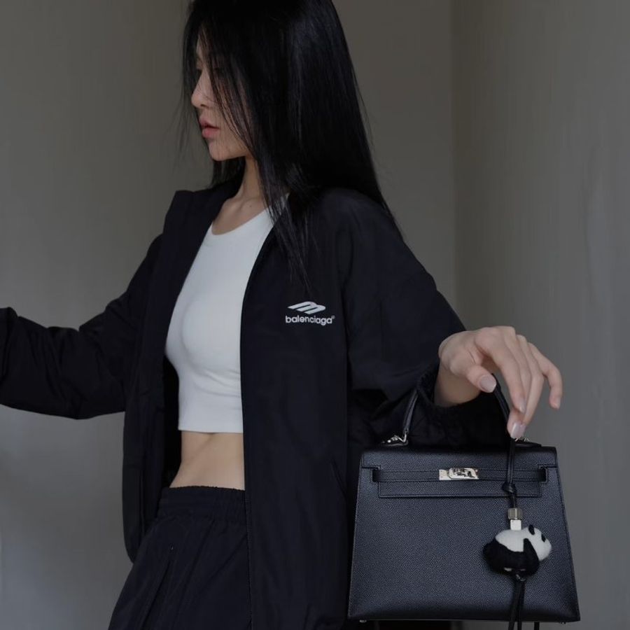 HERMES Kelly 25 - Noir 89 黑銀 G-1