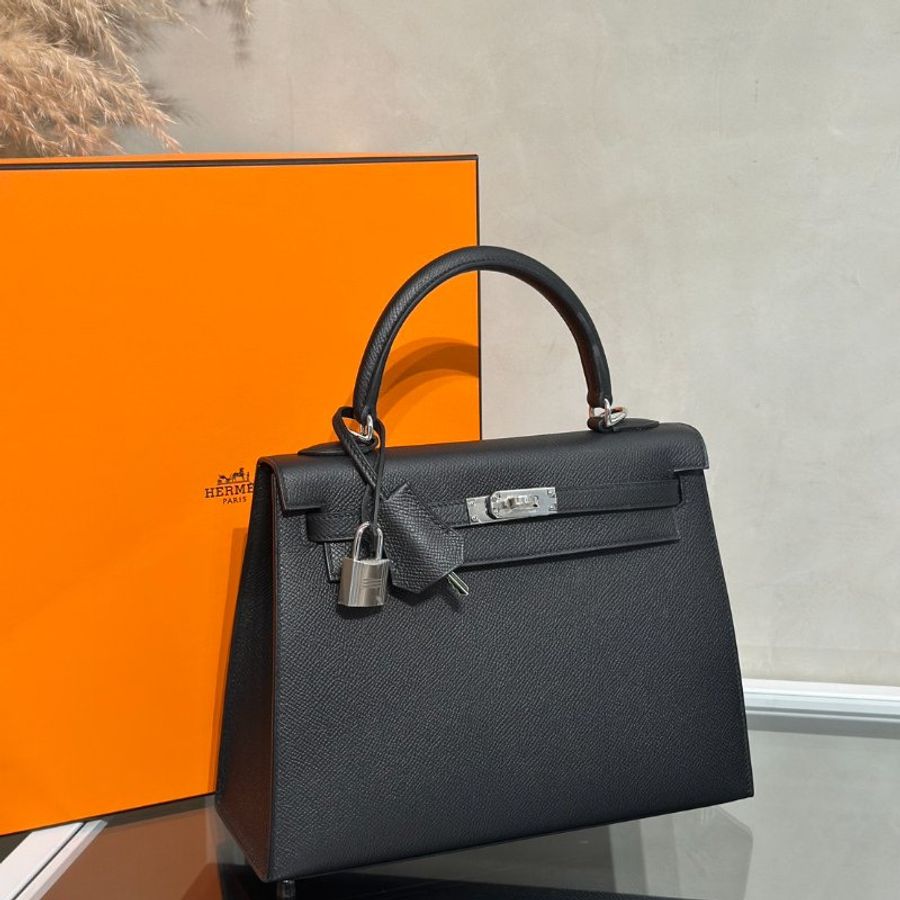 HERMES Kelly 25 - Noir 89 黑銀 G-2