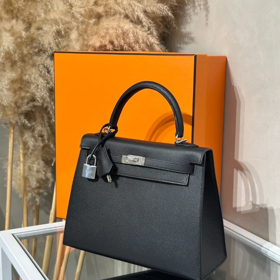 HERMES Kelly 25 - Noir 89 黑銀 G-3