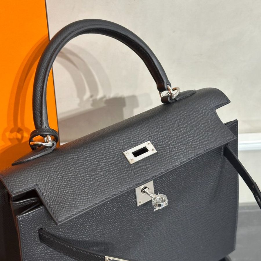 HERMES Kelly 25 - Noir 89 黑銀 G-8