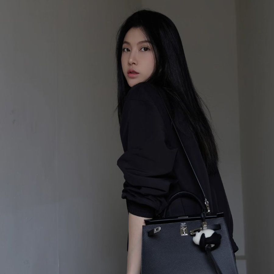 HERMES Kelly 25 - Noir 89 黑銀 G-12