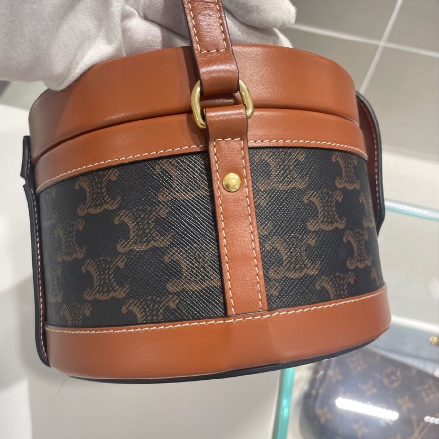 Celine 賽琳經典老花Tambour 中號 飯盒包 圓桶包-1