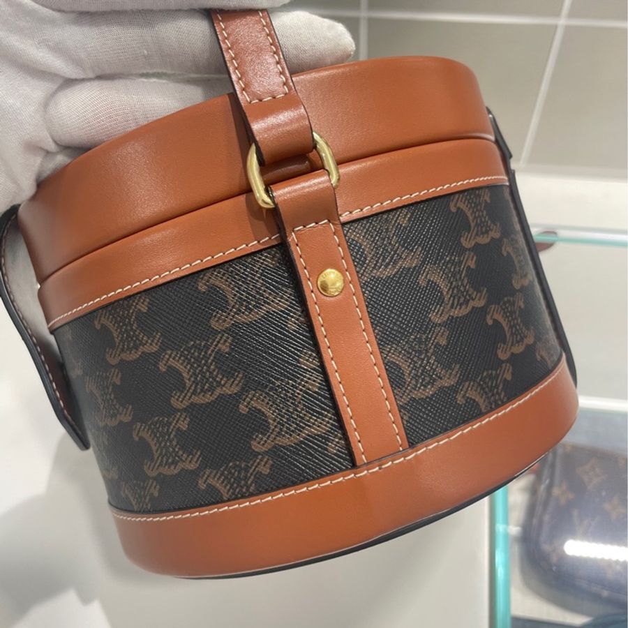 Celine 賽琳經典老花Tambour 中號 飯盒包 圓桶包-3