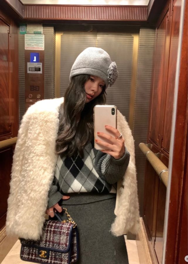 芯片款 CHANEL香奈兒 22K秋冬 雙C Logo皮穿鏈肩帶 羊毛斜紋軟呢金屬 口蓋包鏈條包手提斜挎包 小號-8
