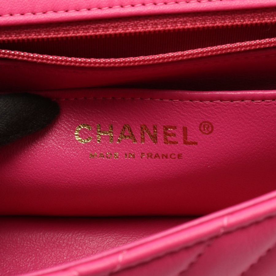 香奈兒 (CHANEL) 人字紋 V 形縫線迷你 20 鏈條斜挎單肩包 A69900 粉紅色皮革-3