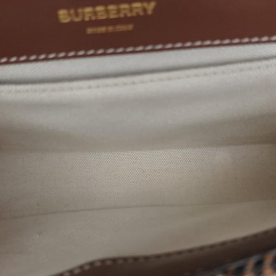 Burberry 拼色針織經典TB扣鏈條包單肩包-5