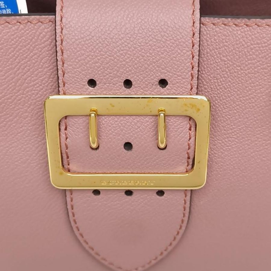 Burberry 豆沙粉牛皮金扣Buckle單肩包-4