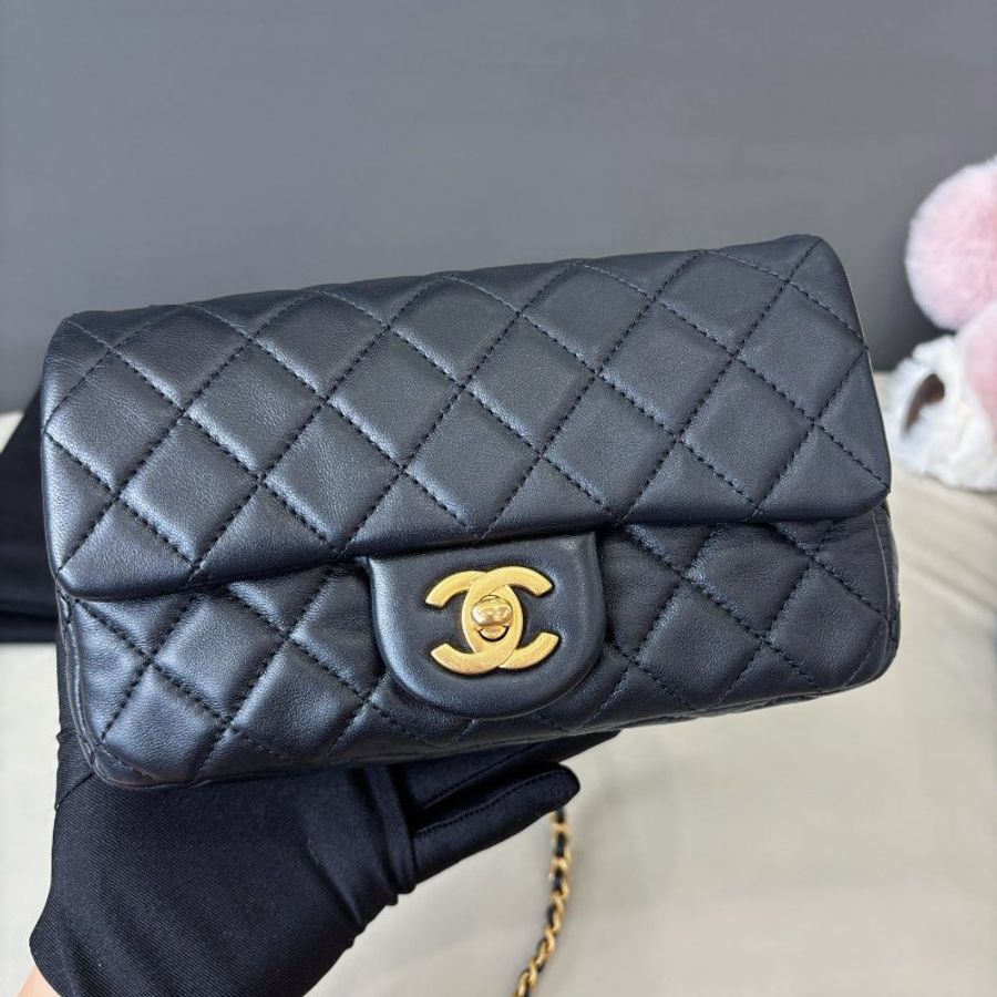 閒置新 香奈兒/Chanel 黑金羊皮金球大mini鏈條包-5