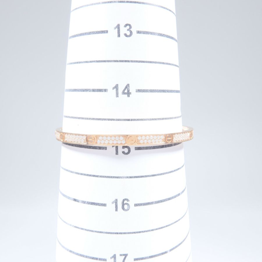 CARTIER 18K玫瑰金Love Bracelet Small Model Full Diamonds鑽石手鐲-7
