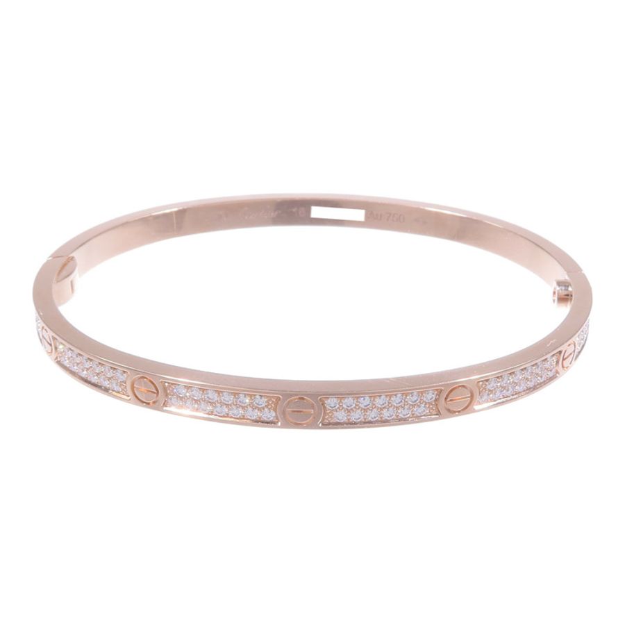 CARTIER 18K玫瑰金Love Bracelet Small Model Full Diamonds鑽石手鐲-1