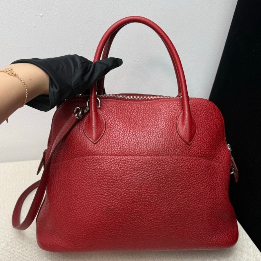愛馬仕Hermes Bolide31石榴紅銀扣 手提包-1