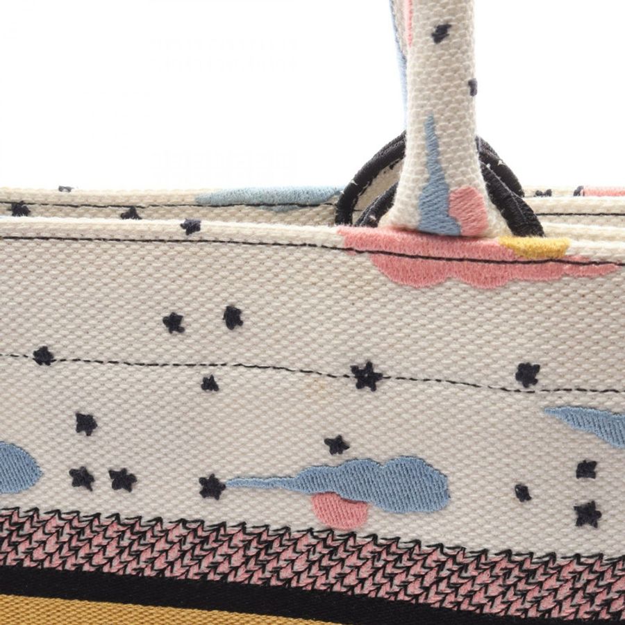 Dior BOOK TOTE 小號帆布手提包 白色 多色 二手 女士-12