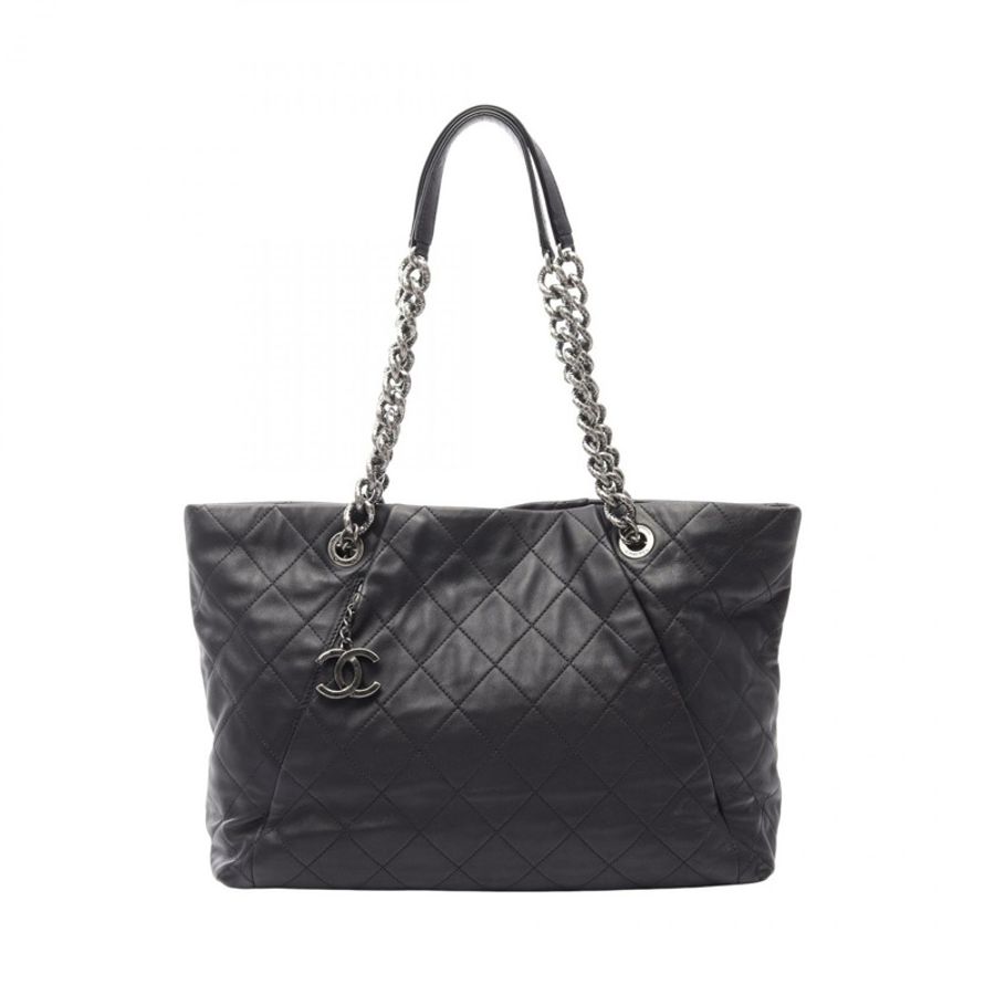 香奈兒 (CHANEL) Matelasse Tote 鏈條單肩手提包，羊皮材質，黑色，二手女款-0
