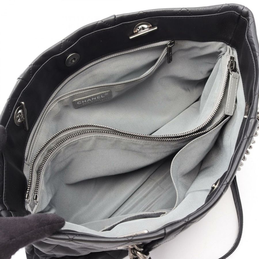 香奈兒 (CHANEL) Matelasse Tote 鏈條單肩手提包，羊皮材質，黑色，二手女款-2