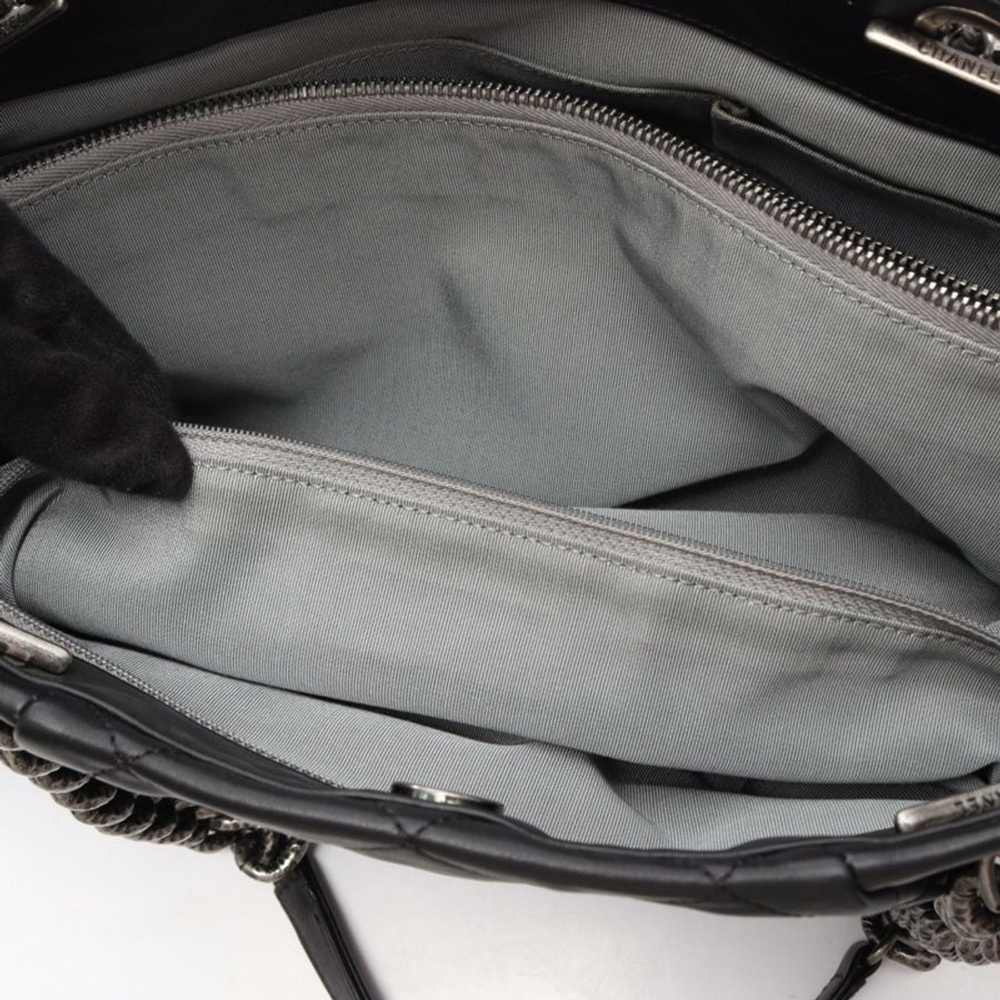 香奈兒 (CHANEL) Matelasse Tote 鏈條單肩手提包，羊皮材質，黑色，二手女款-5