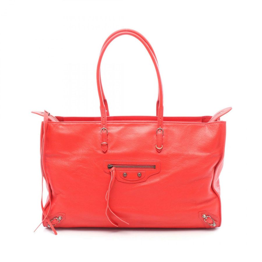 BALENCIAGA Paper Office 拉鍊手提包 327771 紅色皮革 二手 女士-0