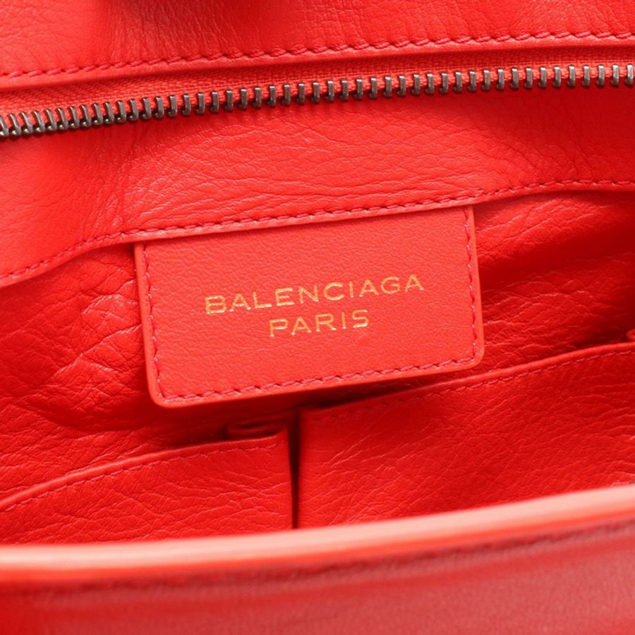BALENCIAGA Paper Office 拉鍊手提包 327771 紅色皮革 二手 女士-3