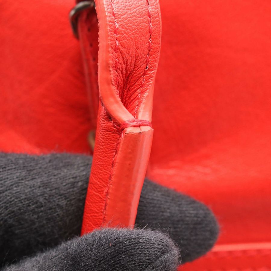 BALENCIAGA Paper Office 拉鍊手提包 327771 紅色皮革 二手 女士-4