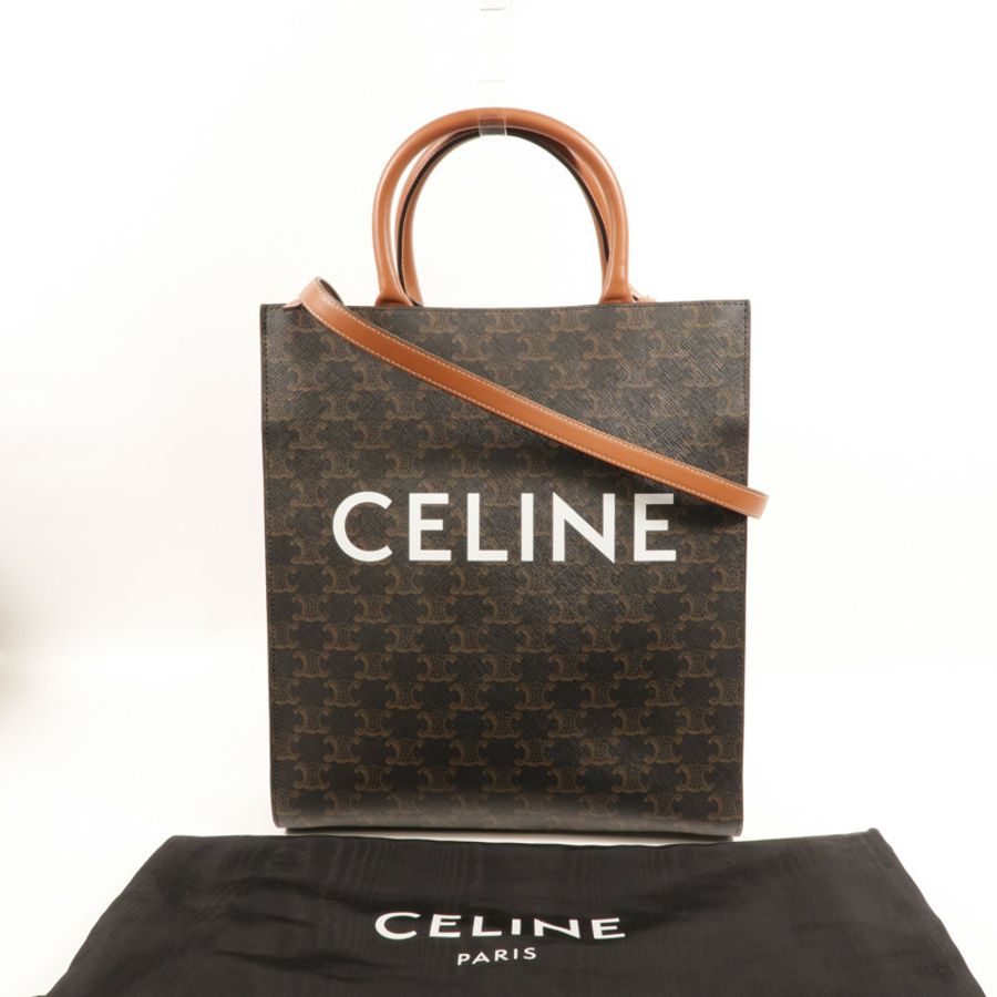 CELINE 塗層帆布Triomphe Cabas Tote Bag金扣手挽肩背兩用袋-8