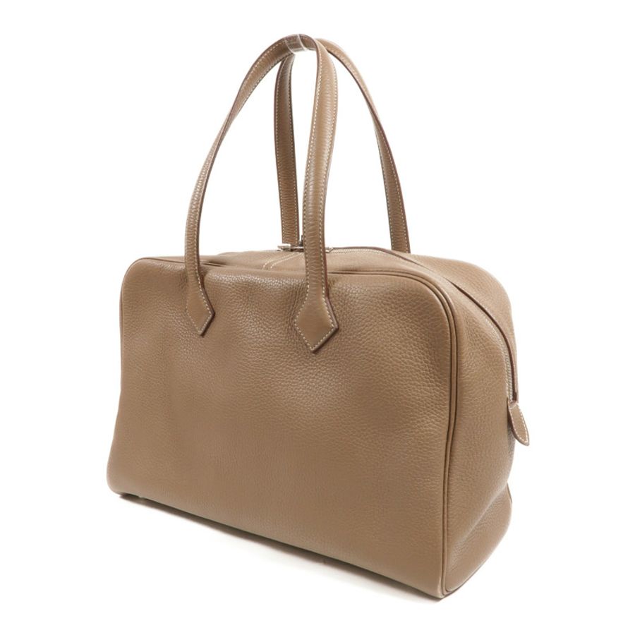 HERMES Clemence皮革Victoria 35手挽袋Etoupe-2
