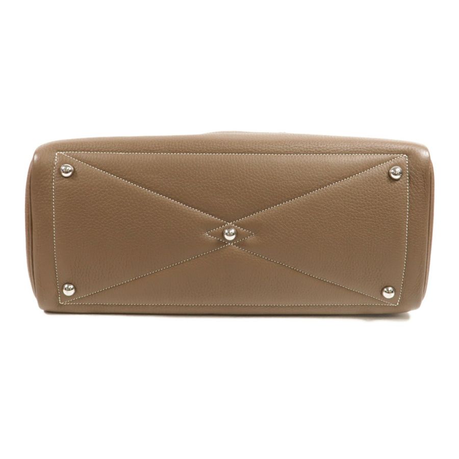 HERMES Clemence皮革Victoria 35手挽袋Etoupe-3