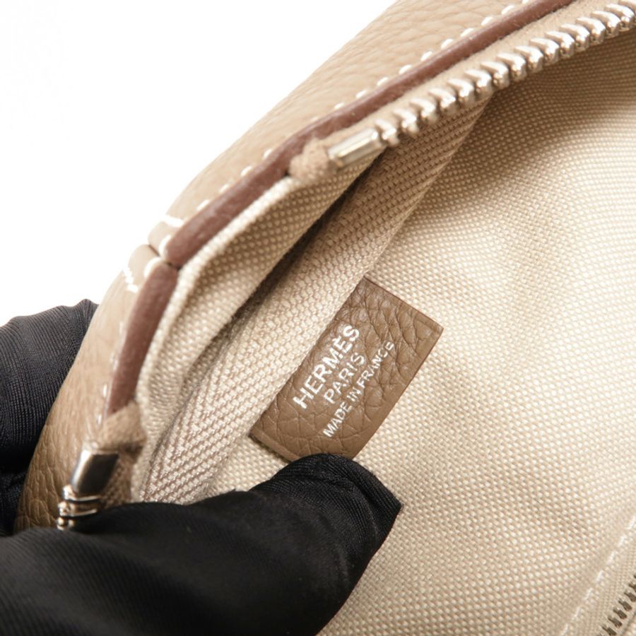 HERMES Clemence皮革Victoria 35手挽袋Etoupe-7