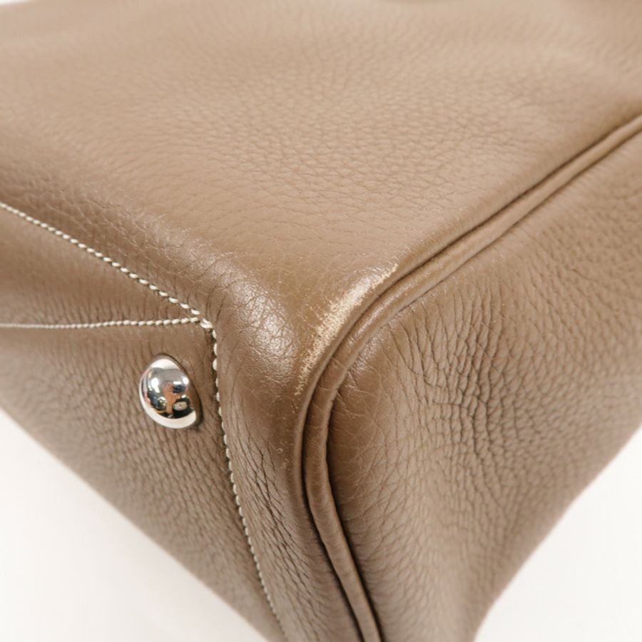 HERMES Clemence皮革Victoria 35手挽袋Etoupe-12