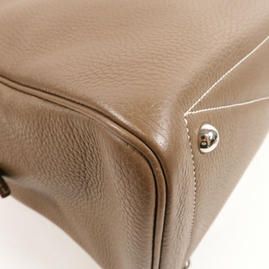HERMES Clemence皮革Victoria 35手挽袋Etoupe-14