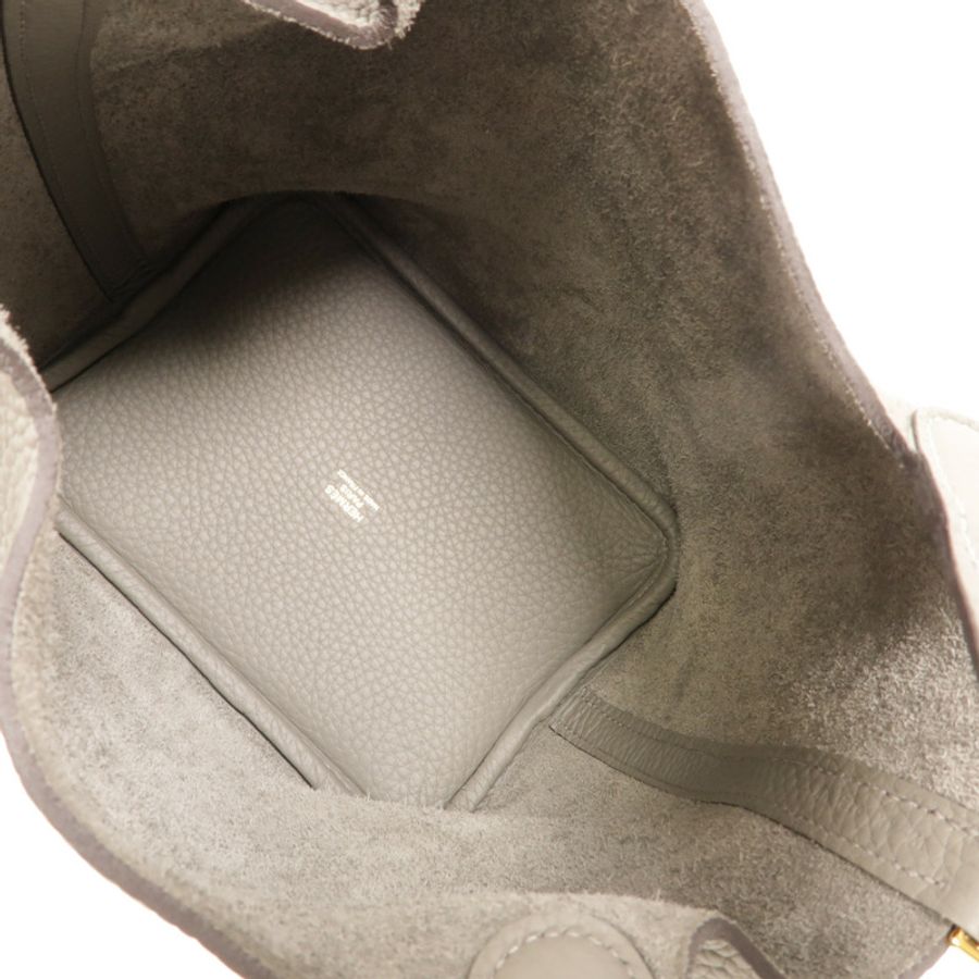 HERMES Clemence皮革Picotin PM手挽袋Gris Meyer-4