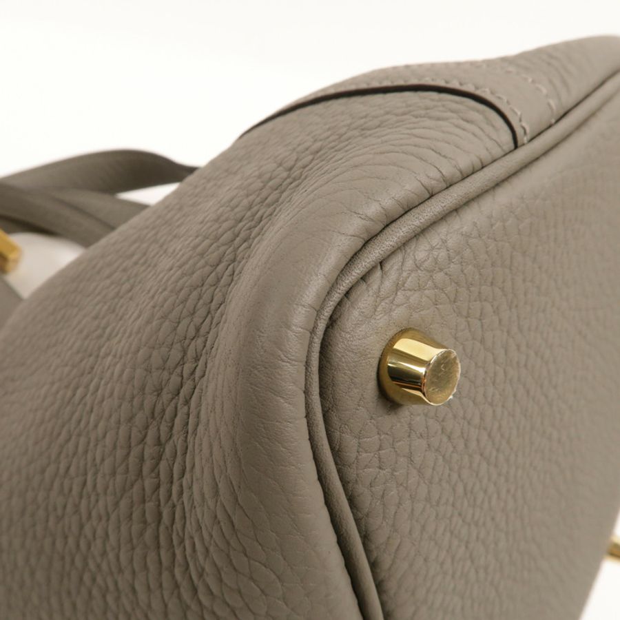 HERMES Clemence皮革Picotin PM手挽袋Gris Meyer-13